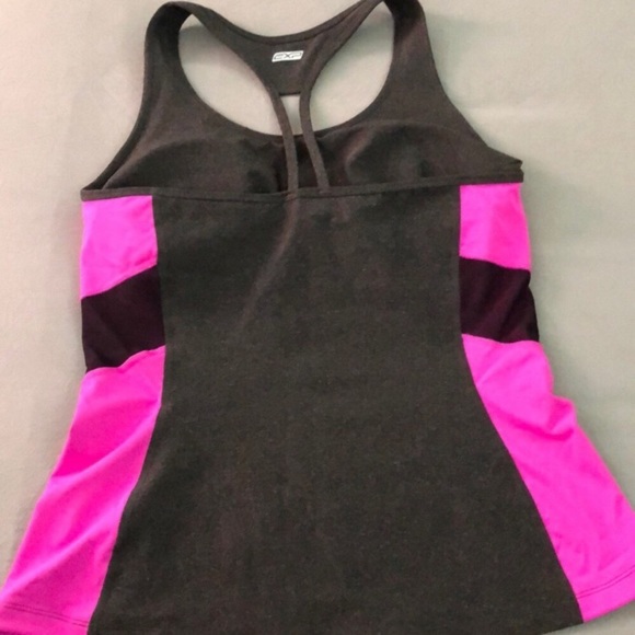 NWOT Express Performance Workout Racerback Tank Gray Pink Black Size Me… - Picture 4 of 7